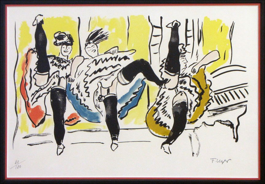 AFTER FERNAND LEGER DANCERS.: AFTER FERNAND LEGER DANCERS. Color lithograph, stamped signature lower right, numbered in pencil lower left 88/180; Frame: 25.75" x 32.25" 14" x 20.75" (sight)