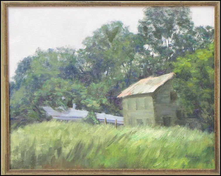 JAYNE BELLOWS (20TH CENTURY) ABANDONED.: JAYNE BELLOWS (20TH CENTURY) ABANDONED. Oil on canvas, signed LR Canvas: 16" x 20" Frame: 21.5" x 26"