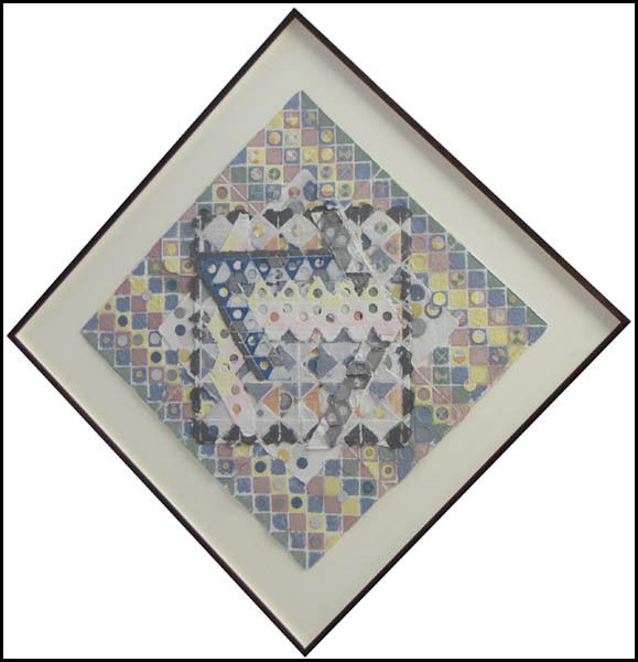 ALAN SHIELDS (AMERICAN 1944-2005) UNTITLED ABST: ALAN SHIELDS (AMERICAN 1944-2005) UNTITLED ABSTRACT. Mixed media and collage on handmade paper, 1987, signed, dated and numbered in pencil along the lower edge, edition 2/15; Frame: 37" x 36.75" 27.75