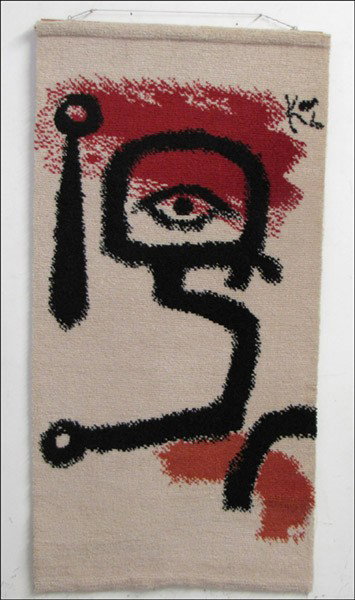 PAUL KLEE CARPET WALL HANGING 'THE DRUMMER BOY: PAUL KLEE CARPET WALL HANGING 'THE DRUMMER BOY'. Edition 673/2500, with original label 58" x 30"