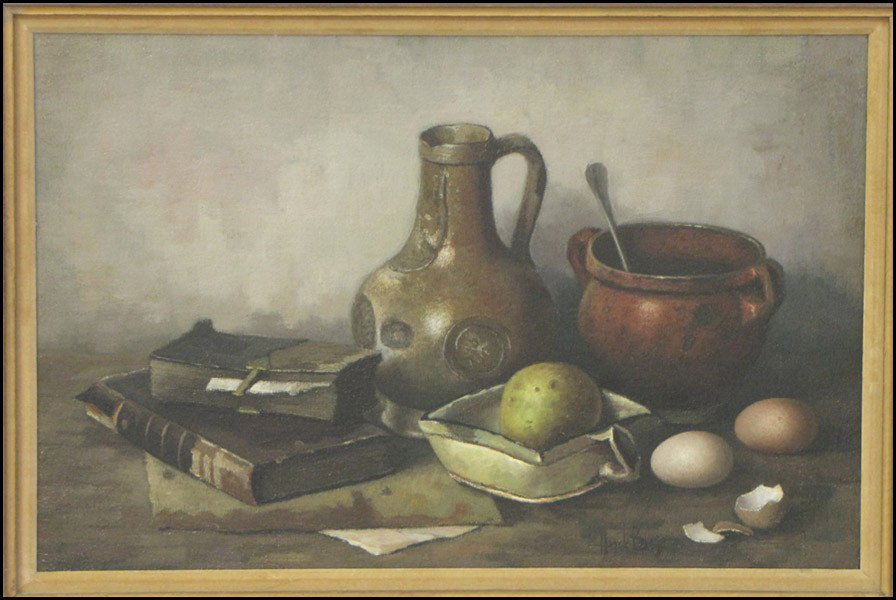 HENK BOS (DUTCH, 1901-1979) STILL LIFE.: HENK BOS (DUTCH, 1901-1979) STILL LIFE. Oil on canvas, signed 16"x24"