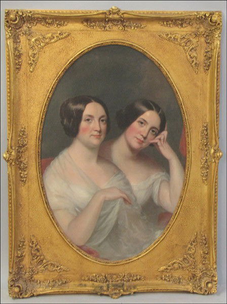 THOMAS SULLY, ATTRIBUTED TO SISTERS.: THOMAS SULLY, ATTRIBUTED TO SISTERS. Oil on canvas 36"x24"