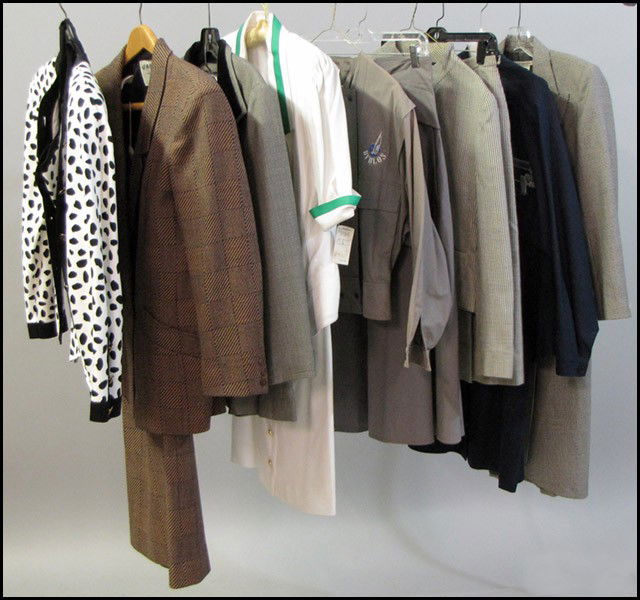 GROUP OF SILK, COTTON, AND LINEN ENSEMBLES AND: GROUP OF SILK, COTTON, AND LINEN ENSEMBLES AND DAY DRESSES. Including Basile, Byblos, Nina Ricci, Louis Feraud, Guy Laroche, and others