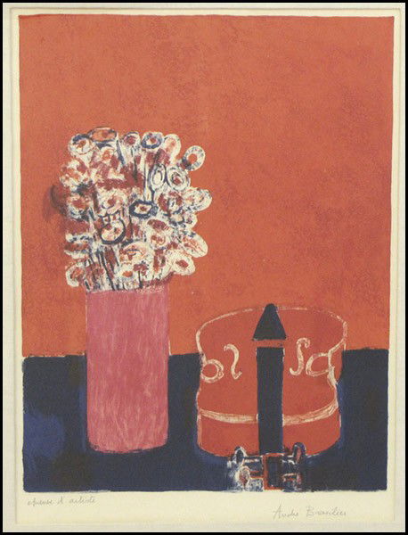 ANDRE BRASILIER (FRENCH, B.1929) VASE OF FLOWE: ANDRE BRASILIER (FRENCH, B.1929) VASE OF FLOWERS & VIOLIN. Lithograph in colors, signed in pencil lower right and inscribed lower left 'Epreuve d'Artiste;' Frame: 30" x 23.75" 21.25" x 16.25"