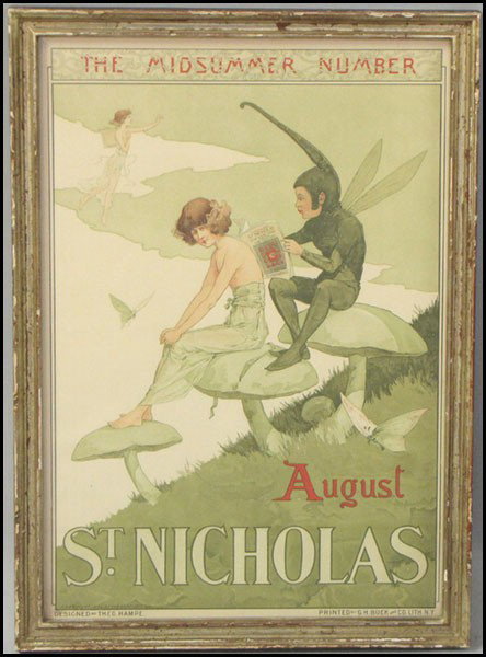 THEODORE MICHAEL HAMPE (1877-1965) ST. NICHOLA: THEODORE MICHAEL HAMPE (1877-1965) ST. NICHOLAS-AUGUST-THE MIDSUMMER NUMBER. Lithographic poster, 1896, printed by G.H. Buek & Co., NY; Frame: 22.50" x 16" 20.50" x 14" (sight)