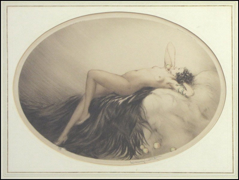 LOUIS ICART (1880-1950) EVE.: LOUIS ICART (1880-1950) EVE. Etching and aquatint, pencil signed, Windmill stamp 14.5"x19.5"