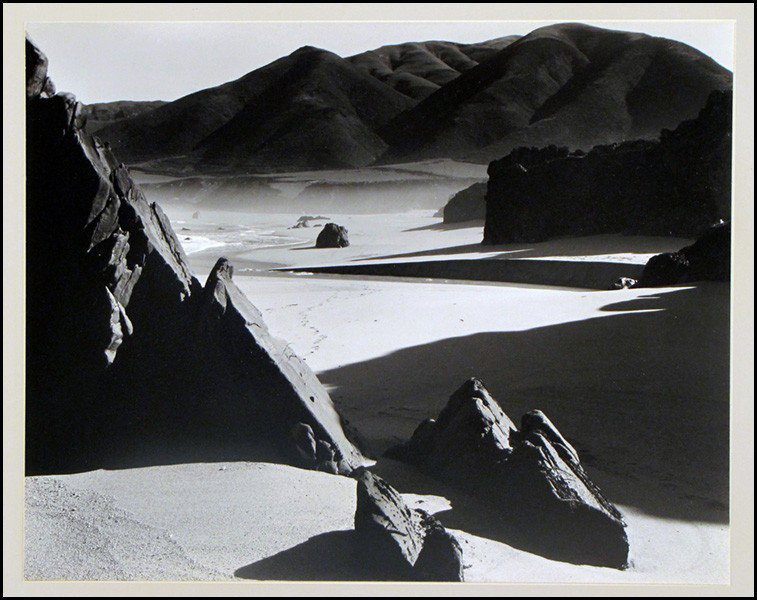 BRETT WESTON (1911-1993) GARRAPATA BEACH.: BRETT WESTON (1911-1993) GARRAPATA BEACH. 1954, contact print, signed and dated in pencil on mount 7.5"x9.5"