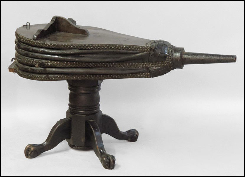 ALLDAYS & ONIONS ENGLISH BELLOWS.: ALLDAYS & ONIONS ENGLISH BELLOWS. Raised on paw foot legs Aproximately: 39" x 68" x 34"