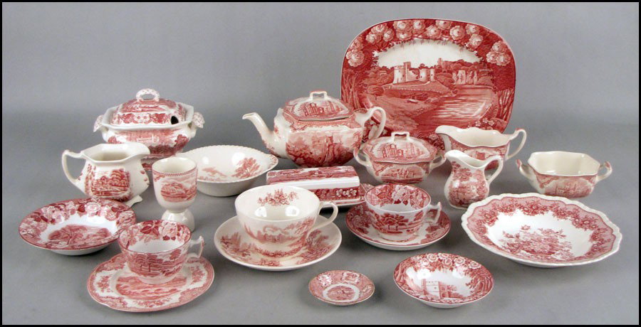 COLLECTION OF ENGLISH TRANSFERWARE.: COLLECTION OF ENGLISH TRANSFERWARE. Comprised of plates, creamers, sugar bowls, egg cups, teacups, sacuers, and various serving pieces