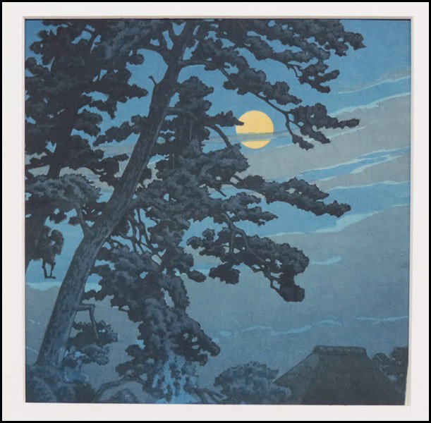 KAWASE HASUI (JAPANESE 1883-1957) MOON AT MAGO: KAWASE HASUI (JAPANESE 1883-1957) MOON AT MAGOME. Color woodblock, published by Watanabe Shozaburo; Loose sheet 15.25" x 10.25" (sheet)
