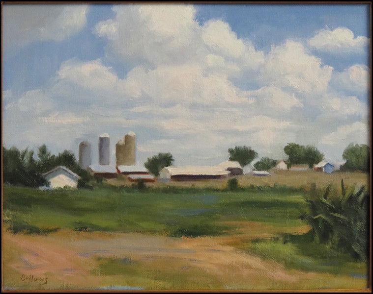 JAYNE BELLOWS (20TH CENTURY) THE HOMESTEAD.: JAYNE BELLOWS (20TH CENTURY) THE HOMESTEAD. Oil on canvas, laid to board. Signed LL Board: 11" x 14"