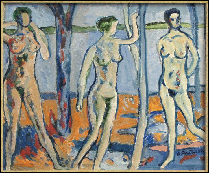 ABBOTT PATTISON (AMERICAN, 1916-1999) THREE WO: ABBOTT PATTISON (AMERICAN, 1916-1999) THREE WOMEN AT THE PENOBSCOTT. Oil on canvas, signed