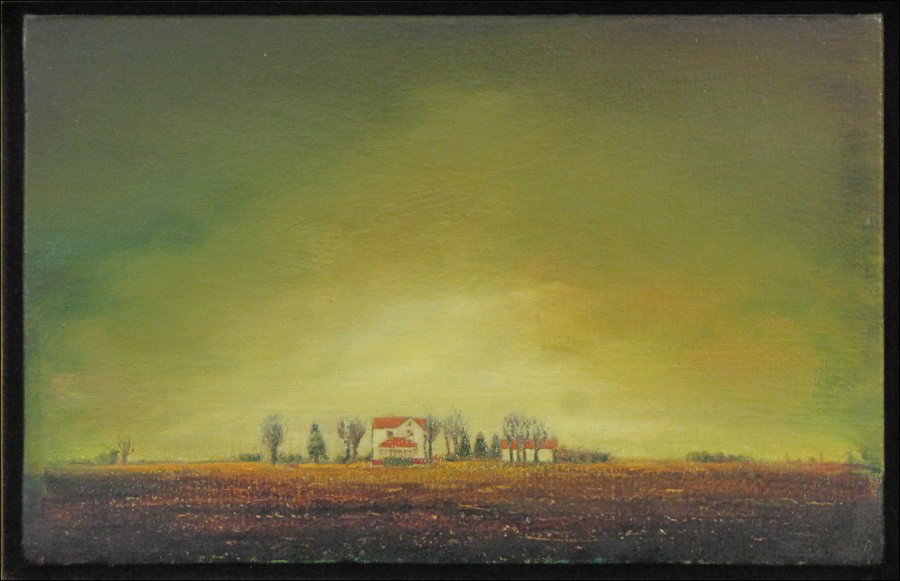 DAVID BIERK (CANADIAN, 1944-2002) HEARTLAND AN: DAVID BIERK (CANADIAN, 1944-2002) HEARTLAND AND MEMORY, #4. Oil on canvas, on panel, 1992, signed on verso 16"x22"