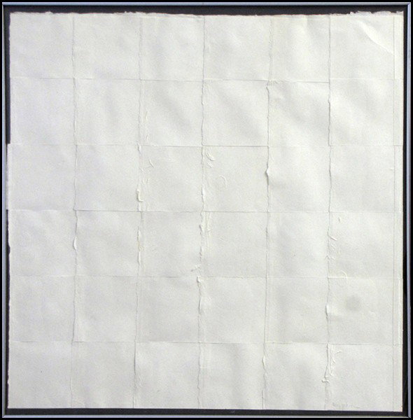MARY JO MARKS (20TH CENTURY) WHITE #2.: MARY JO MARKS (20TH CENTURY) WHITE #2. Paper collage, signed, Provenance: Richard Gray Gallery 24"x24"