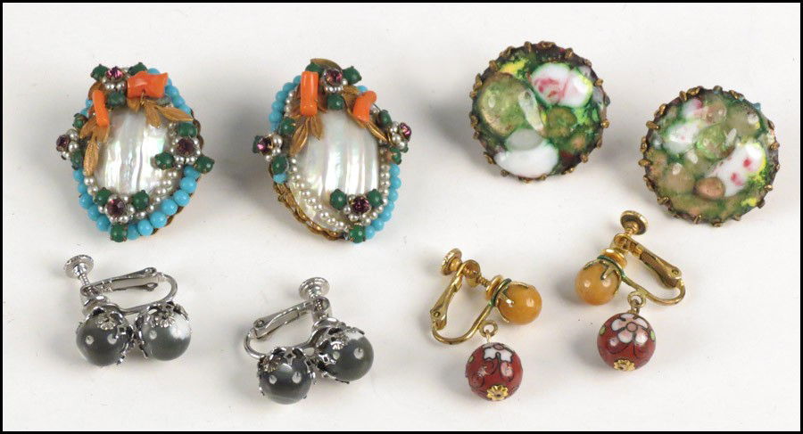 THREE PAIRS OF MIRIAM HASKELL EARCLIPS.: THREE PAIRS OF MIRIAM HASKELL EARCLIPS. Together with a pair of Robert earclips