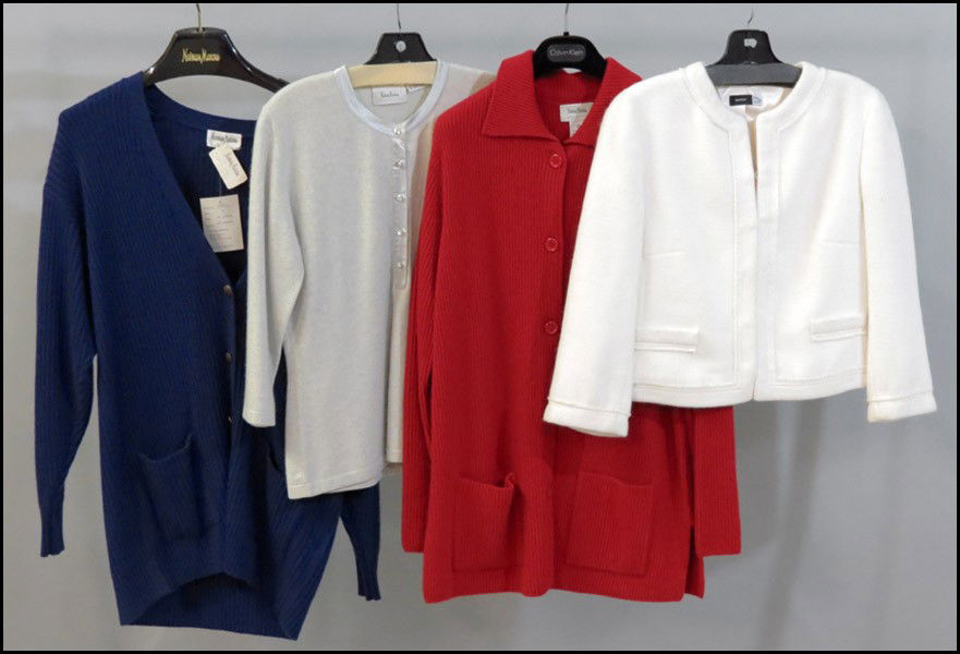 THREE NEIMAN MARCUS CASHMERE SWEATERS.: THREE NEIMAN MARCUS CASHMERE SWEATERS. Together with a Saks Fifth Avenue cashmere jacket