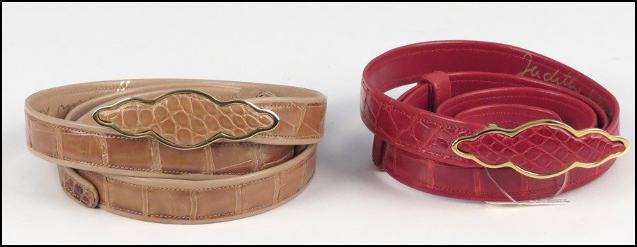 TWO JUDITH LEIBER BELTS.: TWO JUDITH LEIBER BELTS.