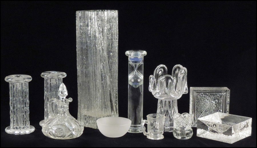 ROSENTHAL STUDIO LINE CRYSTAL VASE.: ROSENTHAL STUDIO LINE CRYSTAL VASE. Together with a pair of Pukeberg Swedish glass dishes, and various glass decorative objects Rosenthal height: 12.5"