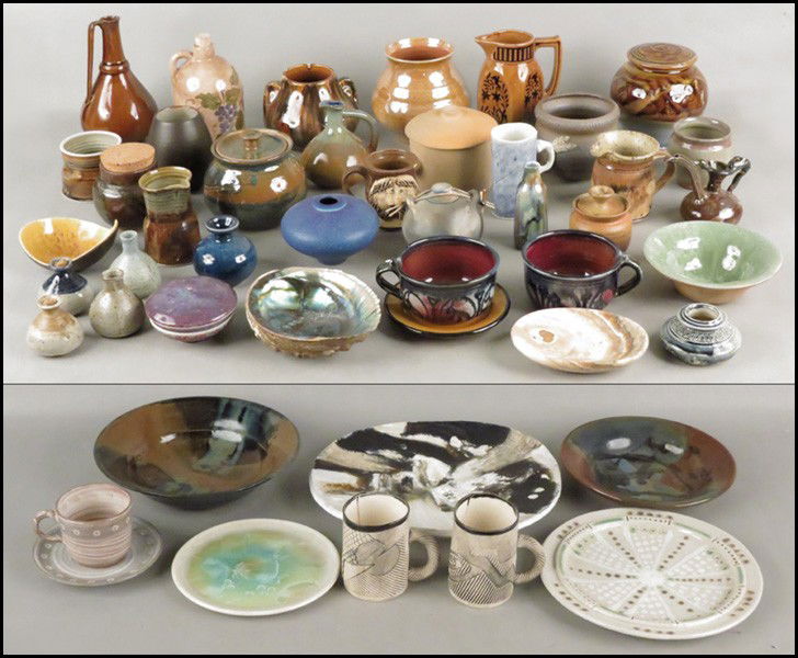 COLLECTION OF POTTERY AND CERAMICS.: COLLECTION OF POTTERY AND CERAMICS. Comprising vessels, bowls, and decorative objects