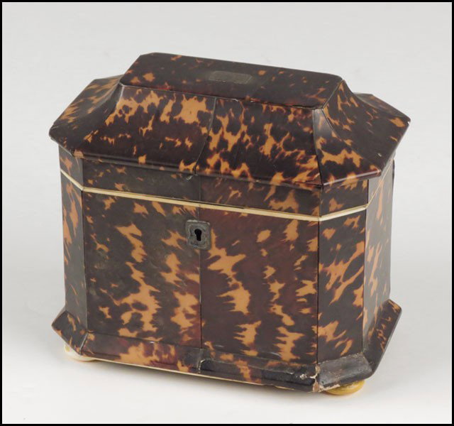 TORTOISE SHELL TEA CADDY.