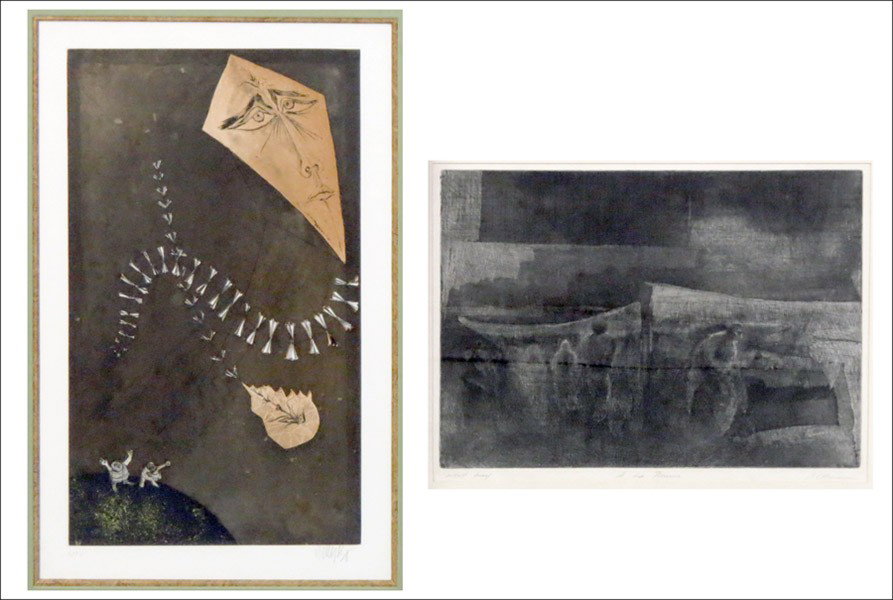 HAROLD ALTMAN (AMERICAN, B.1924) A LA BRUNE.: HAROLD ALTMAN (AMERICAN, B.1924) A LA BRUNE. Etching, signed and titled in pencil in the lower margin, edition Artist's Proof (11.75" x 15.75"). Together with a framed 20th century print, signed illeg