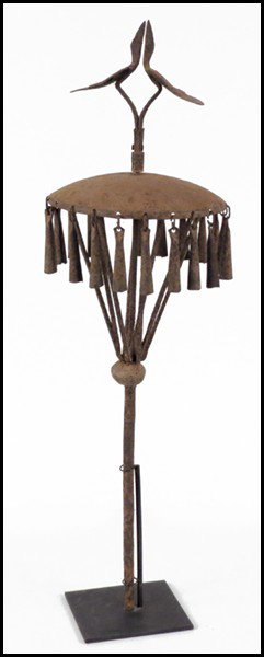YORUBA TRIBE METAL DECORATIVE OBJECT.: YORUBA TRIBE METAL DECORATIVE OBJECT. Height: 27"