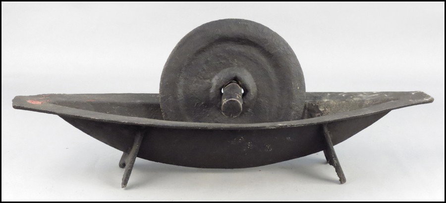 CHINESE CAST IRON HERB GRINDER.: CHINESE CAST IRON HERB GRINDER. 14" x 30"