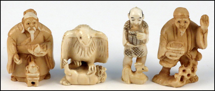 GROUP OF FOUR NETSUKE.: GROUP OF FOUR NETSUKE.