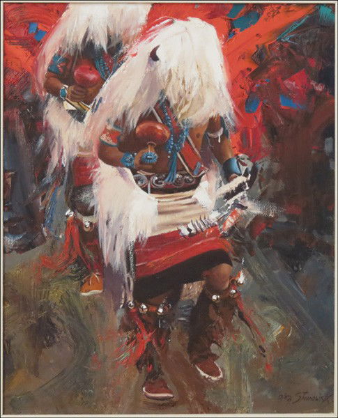 OLEG STAVROWSKY (AMERICAN, B.1927) BUFFALOS.: OLEG STAVROWSKY (AMERICAN, B.1927) BUFFALOS. Oil on canvas, signed lower right; Additionally signed and titled on the reverse; Frame: 37.25" x 31" 30" x 24"