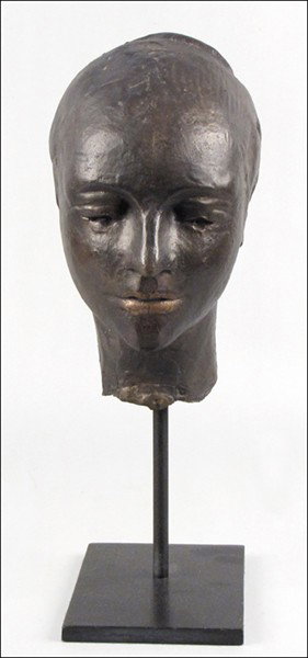 WILLIAM LASANSKY (20TH CENTURY) HEAD.: WILLIAM LASANSKY (20TH CENTURY) HEAD. Bronze, signed, 7/7 Height: 12", Total Height: 18.5"