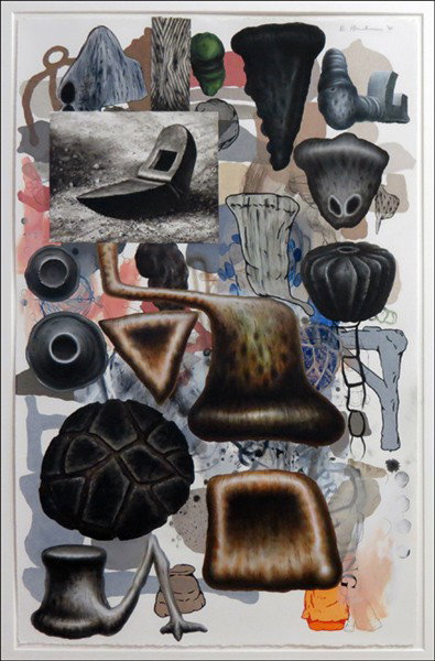 EDWARD HENDERSON (AMERICAN, B. 1951) UNTITLED.: EDWARD HENDERSON (AMERICAN, B. 1951) UNTITLED. Mixed media on paper, illegible signature UR, dated '90 Sheet: 40.5" x 26"