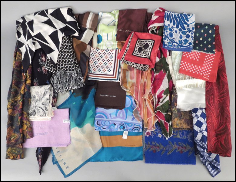BURBERRY SILK SCARF.: BURBERRY SILK SCARF. Together with various silk and cotton scarves