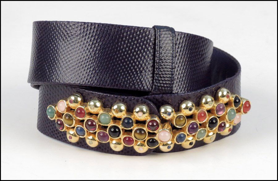 JUDITH LEIBER REPTILE SKIN BELT.: JUDITH LEIBER REPTILE SKIN BELT.