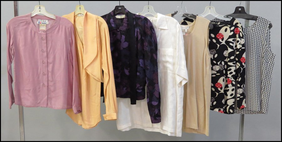 GROUP OF SILK BLOUSES.: GROUP OF SILK BLOUSES. Including Halston, Escada, Chloe, and Valentino