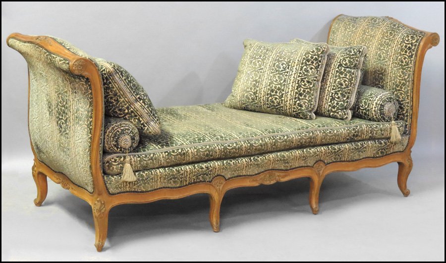 LOUIS XV STYLE DAY BED.: LOUIS XV STYLE DAY BED. H: 37" W: 84" D: 31"