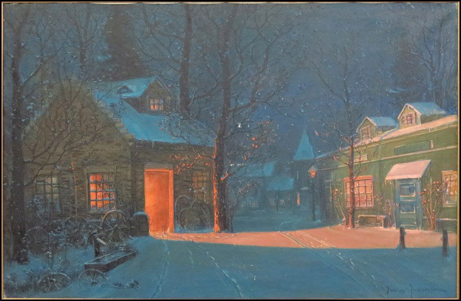 SVEND SVENDSEN (1864-1945) NOCTURNAL GLOW.: SVEND SVENDSEN (1864-1945) NOCTURNAL GLOW. Oil on canvas, signed lower right 'Svend Svendsen;' Frame: 30.25" x 41.75" 24" x 36"