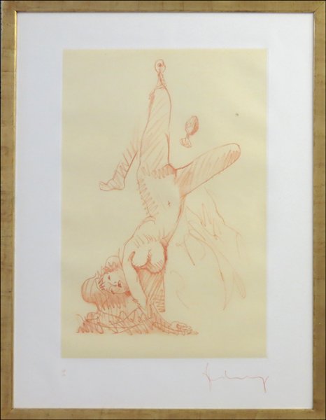 CLAES OLDENBURG (B.1929) WOMAN HANGING IN IMIT: CLAES OLDENBURG (B.1929) WOMAN HANGING IN IMITATION OF THE SOFT FAN. Lithograph, 1976, on wove paper, signed and numbered in red crayon, edition 20/50; Frame: 43.50" x 33.75" 31.50" x 21"