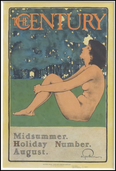 MAXFIELD PARRISH (1870-1966) THE CENTURY.: MAXFIELD PARRISH (1870-1966) THE CENTURY. Color lithograph from Les Maitres de l'Affiche pl. 123, 1898, Chaix, Paris; Frame: 29.50" x 25.50" 15.50" x 11.50" (sheet)