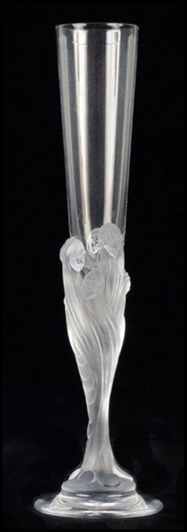 ERTE FROSTED GLASS 'FLUTE MAJESTIQUE'.: ERTE FROSTED GLASS 'FLUTE MAJESTIQUE'. Height: 11.75"
