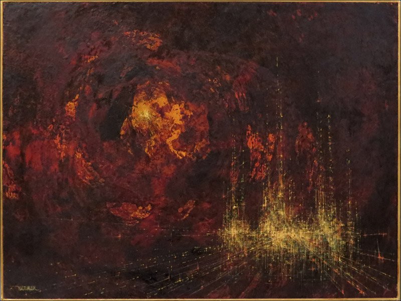 LEONARDO NIERMAN (MEXICAN, B. 1932) CITY IN A: LEONARDO NIERMAN (MEXICAN, B. 1932) CITY IN A CAVE. Oil on masonite, signed 23.5"x31.5"