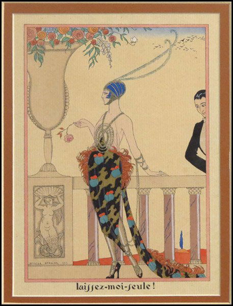 GEORGE BARBIER (1882-1932) LAISSEZ-MOI-FEULE!.: GEORGE BARBIER (1882-1932) LAISSEZ-MOI-FEULE!. Color pochoir; Frame: 15.25" x 12.25" 11" x 8" (sight)