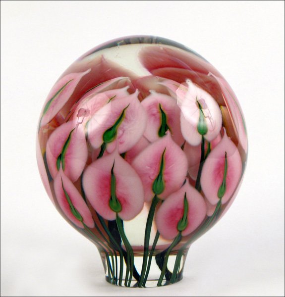 DANIEL LOTTON FLORAL MAGNUM PAPERWEIGHT.: DANIEL LOTTON FLORAL MAGNUM PAPERWEIGHT. Signed and dated 2007. Together with a 2003 edition of "Lotton Art Glass", signed by David and Daniel Lotton 8.5" x 7"