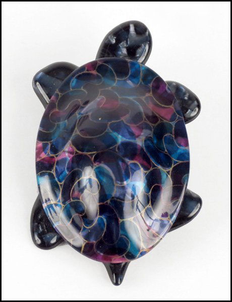 LEA STEIN, PARIS, TURTLE FORM BROOCH.: LEA STEIN, PARIS, TURTLE FORM BROOCH. 3.25" x 2"