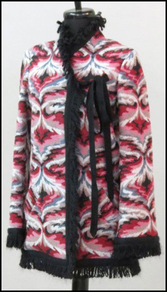 MISSONI WOOL BLEND JACKET.: MISSONI WOOL BLEND JACKET. With a tieneck closure, and silk lining