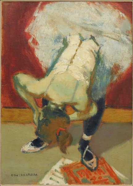 LUCIEN JOSEPH FONTANAROSA (FRENCH 1912-1975) D: LUCIEN JOSEPH FONTANAROSA (FRENCH 1912-1975) DANCER. Oil on canvas, signed lower left 'Fontanarosa;' Marshall Field & Co. gallery label on the reverse; Frame: 26" x 20.75" 18" x 13"