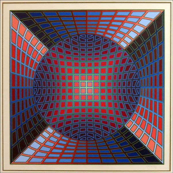 VICTOR VASARELY (1908-1997) UNTITLED.: VICTOR VASARELY (1908-1997) UNTITLED. Lithograph, edition 109/250. Pencil signed LR Sight: 31" x 31"