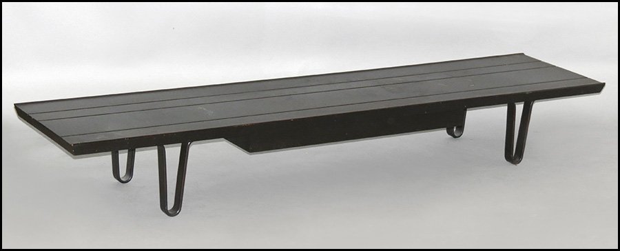 EDWARD WORMLEY FOR DUNBAR, LONG JOHN BENCH.: EDWARD WORMLEY FOR DUNBAR, LONG JOHN BENCH. H: 12" W: 84" D: 19"