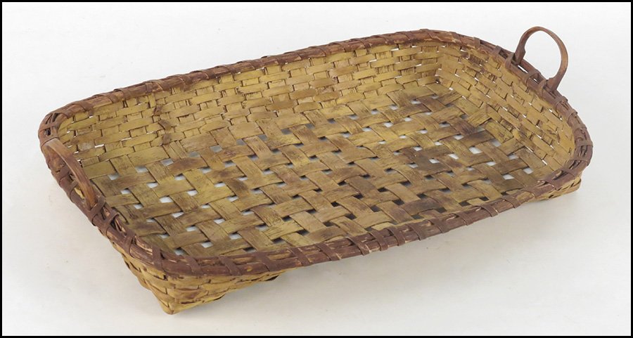 JONATHAN KLINE TRAY BASKET.: JONATHAN KLINE TRAY BASKET. Inscribed 'Kline' H: 3" x W: 25" x D: 16"