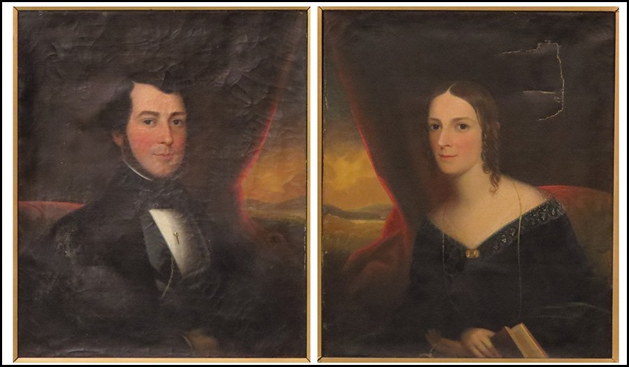 ROBERT STREET (AMERICAN, 1796-1865) TWO PORTRA: ROBERT STREET (AMERICAN, 1796-1865) TWO PORTRAITS. Oil on canvas, signed LL. Framed 40" x 34" Both 30" x 25"