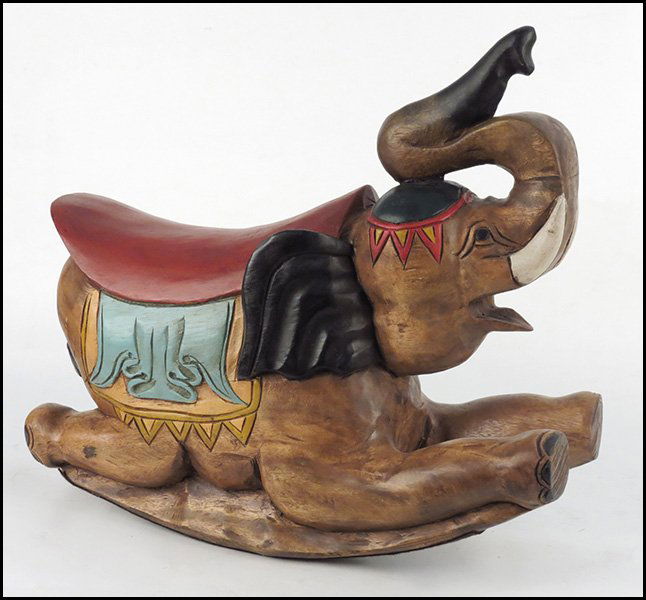 vintage wooden rocking elephant